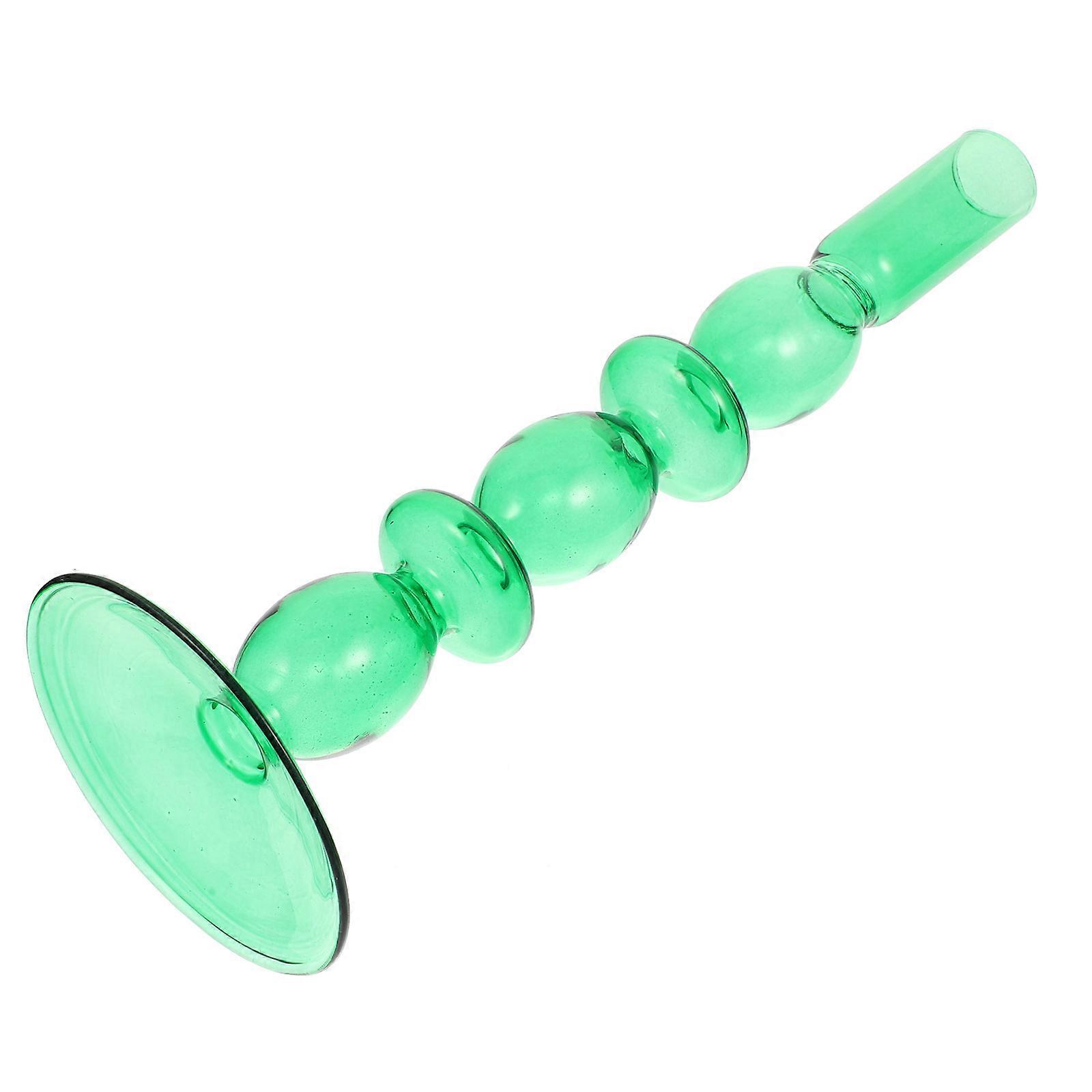 Green Glass Candle Holders for Home Decor Unique Shape Smooth Surface Elegant Dinner Table Accent