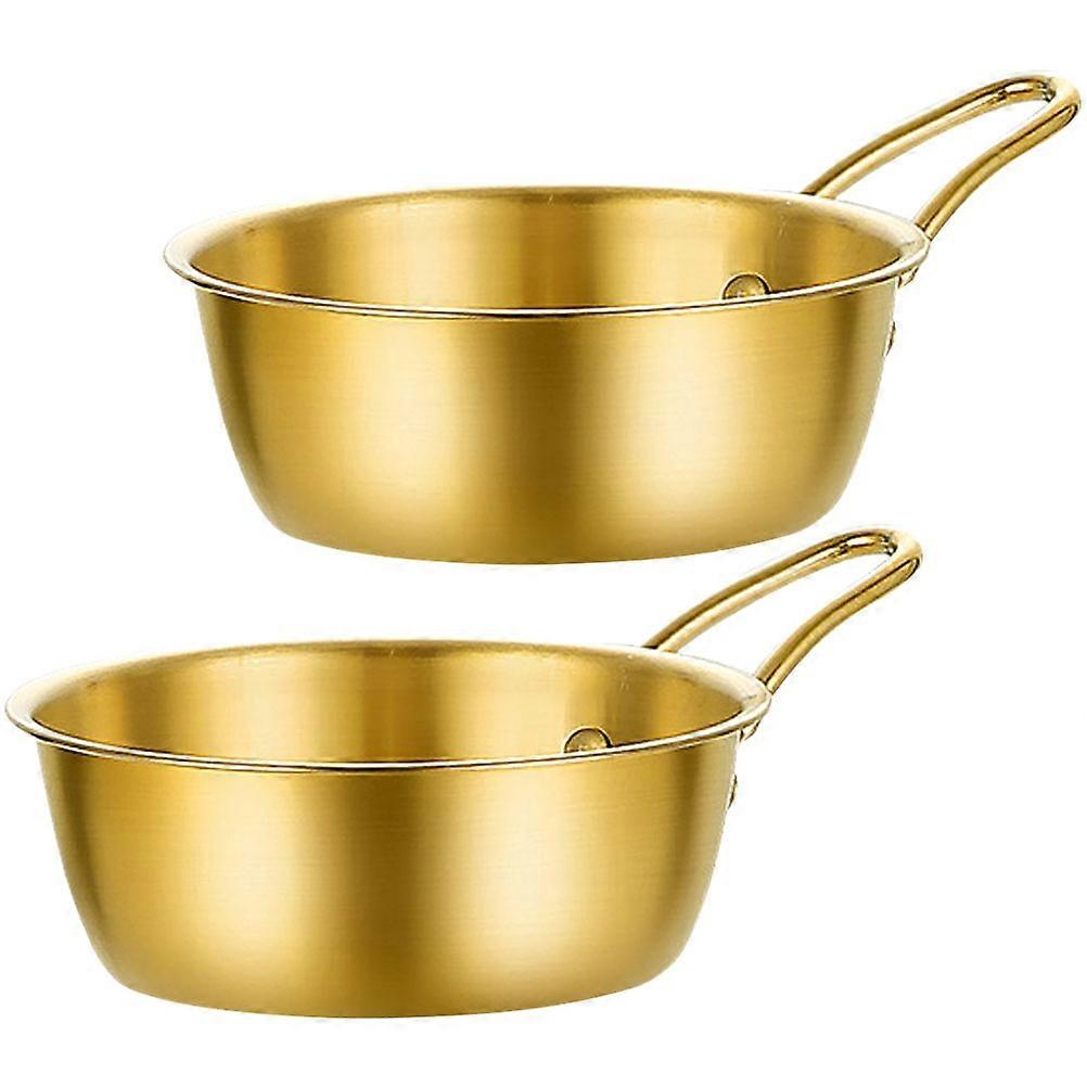 2pcs Korean Stainless Steel Wine Bowls with Handle Ergonomic Design for Rice Wine, Dipping Sauce & Ramen Safe & Sturdy Kitchen Tableware