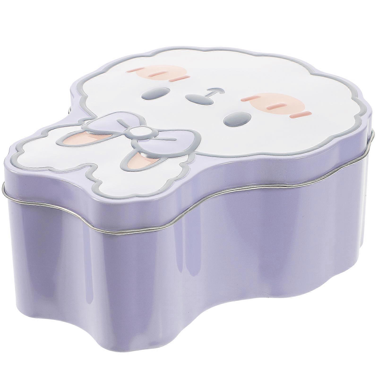 Tinplate Cookie Box Gift Storage Container Rabbit Shape Decorative Effect Purple 1Set