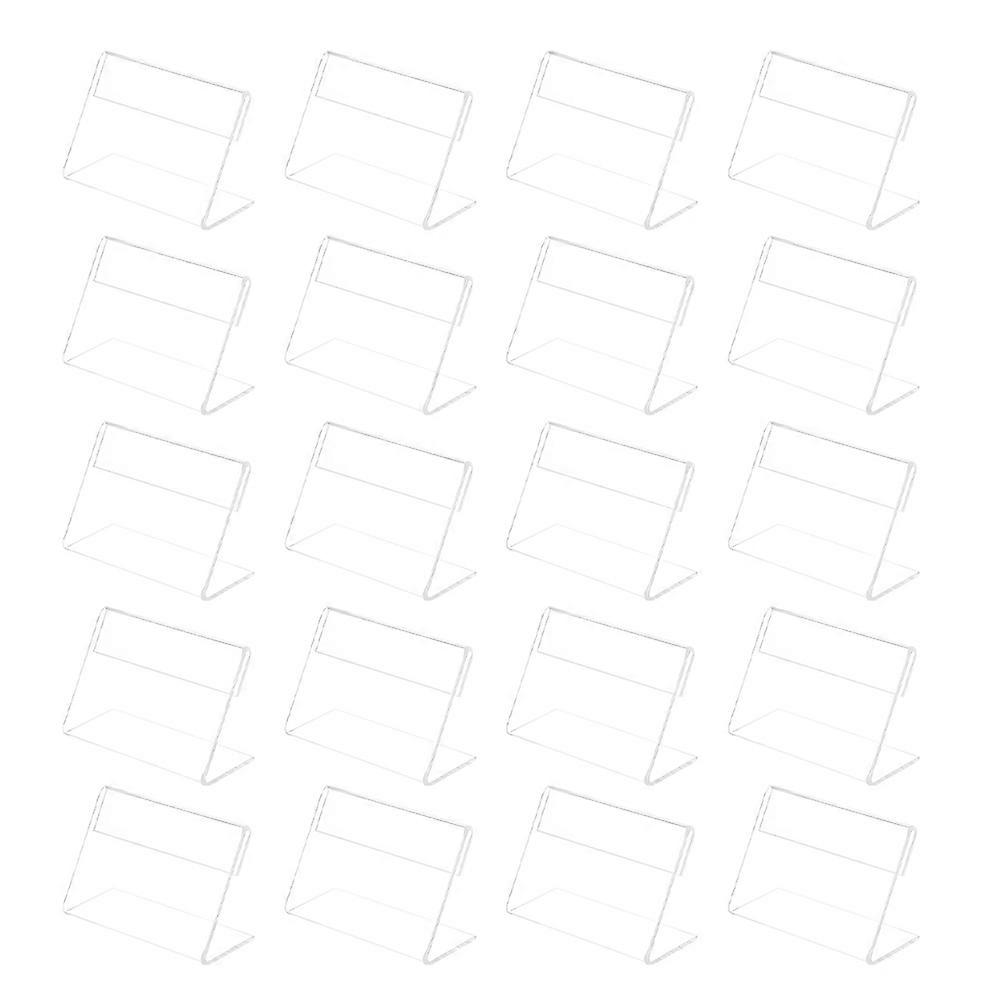 30 Pcs Mini Clear Horizontal Slanted L Shape Plastic Sign Display Holder for Name Cards Prices Tags Labels Countertop Stand