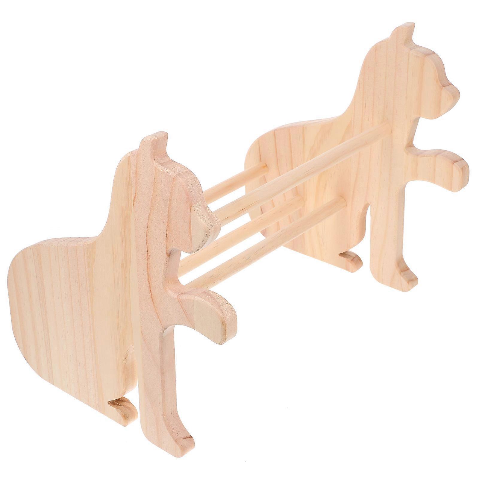 Wood Book Holder for Book Storage Desktop Organizer with Animal Design Khaki Small Bookshelf