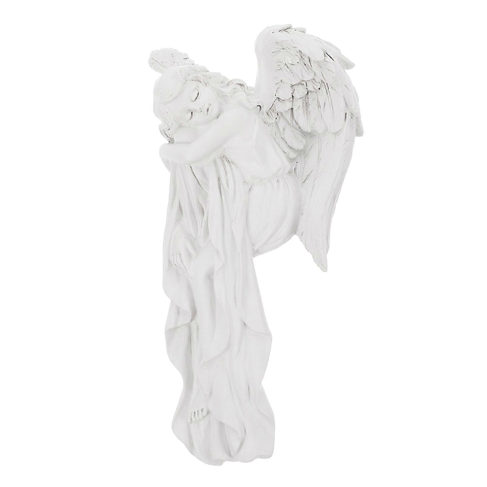 White Resin Indoor Angel Door Frame Decor with Awakening Wings Unique Design for Cozy Home and Office 29.5 cm