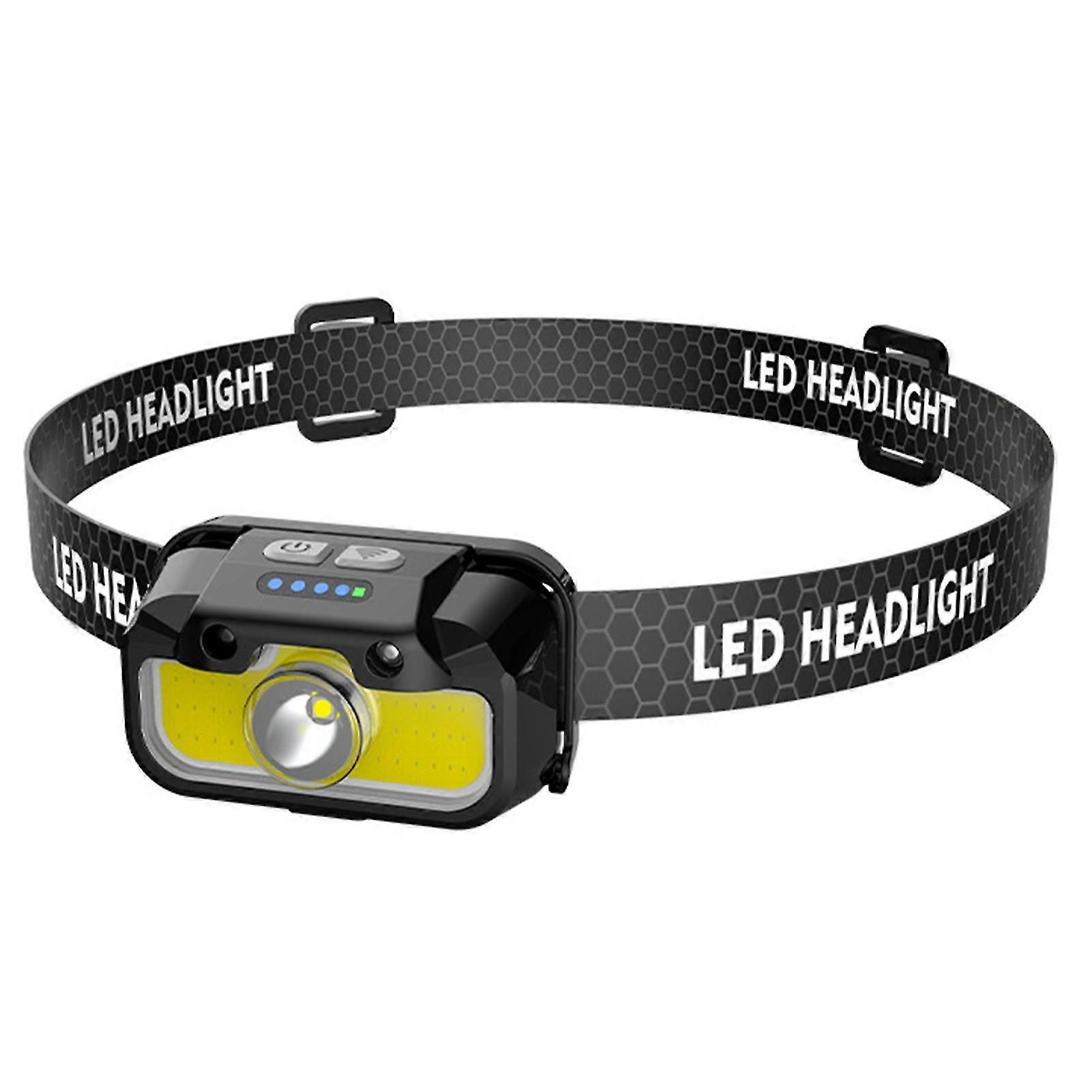 LED Rechargeable Type-C Individually Controlled Headlamp Super Bright Sensor Waterproof Outdoor Riding Fishing Head Light