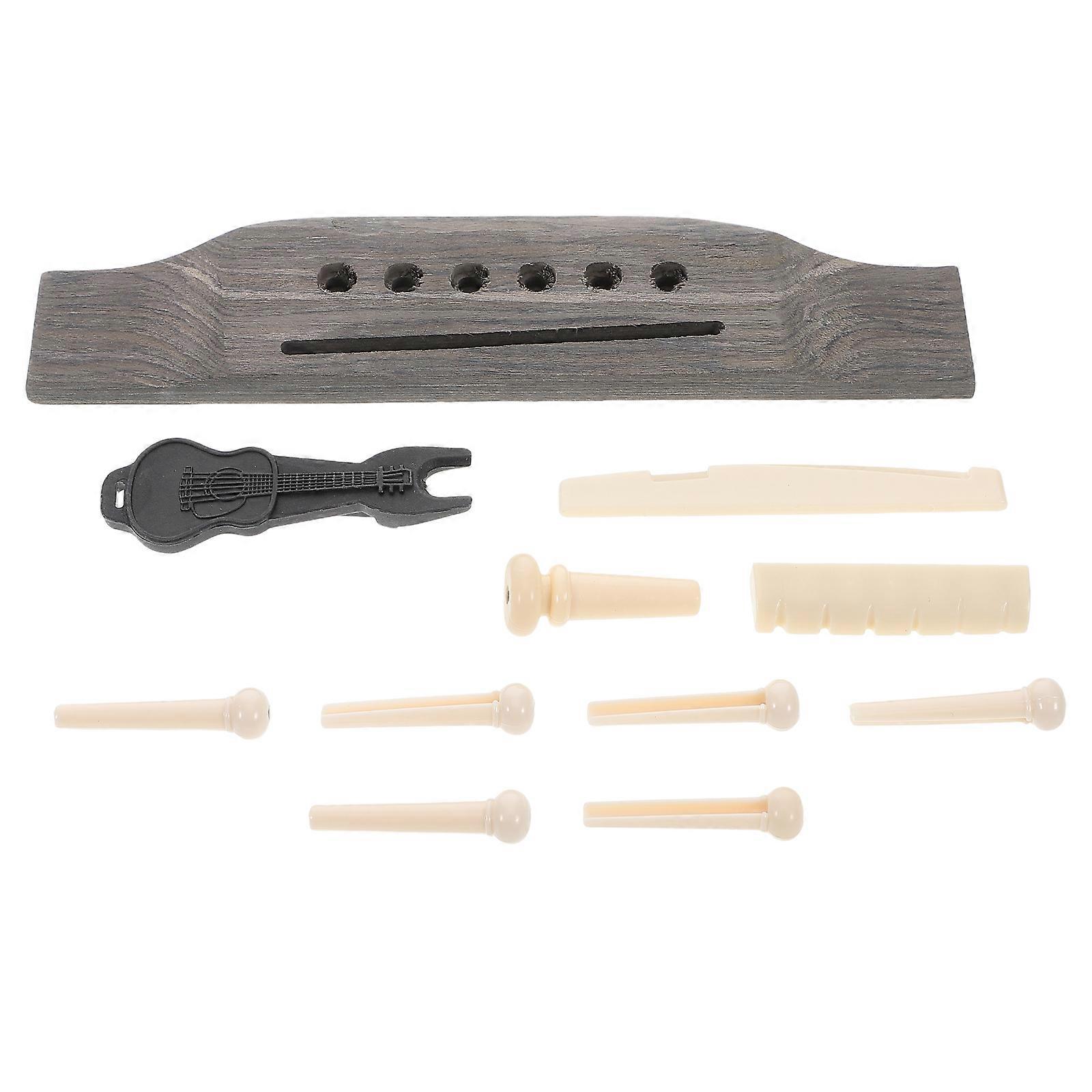 Guitar Bridge Set with Durable Wood Saddle Pins and Nut Puller for Easy Installation Assorted Color