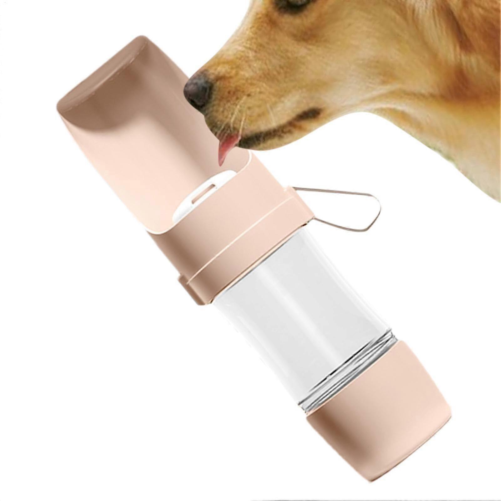 2-in-1 Portable Dog Bowl with Leak-Proof Water Dispenser, Large Capacity Travel Gear for Small Cats and Puppies, Compact Rose
