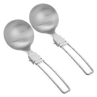 Cooking Utensil Stainless Steel Camp Spoon for Outdoor Use 2Pcs