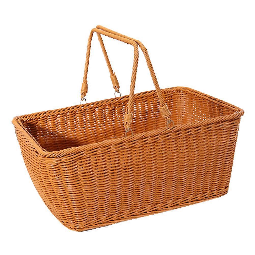 Brown Woven PP Fruit Dish for Home Use Creative Decorative Basket with Large Capacity 1PC Size S