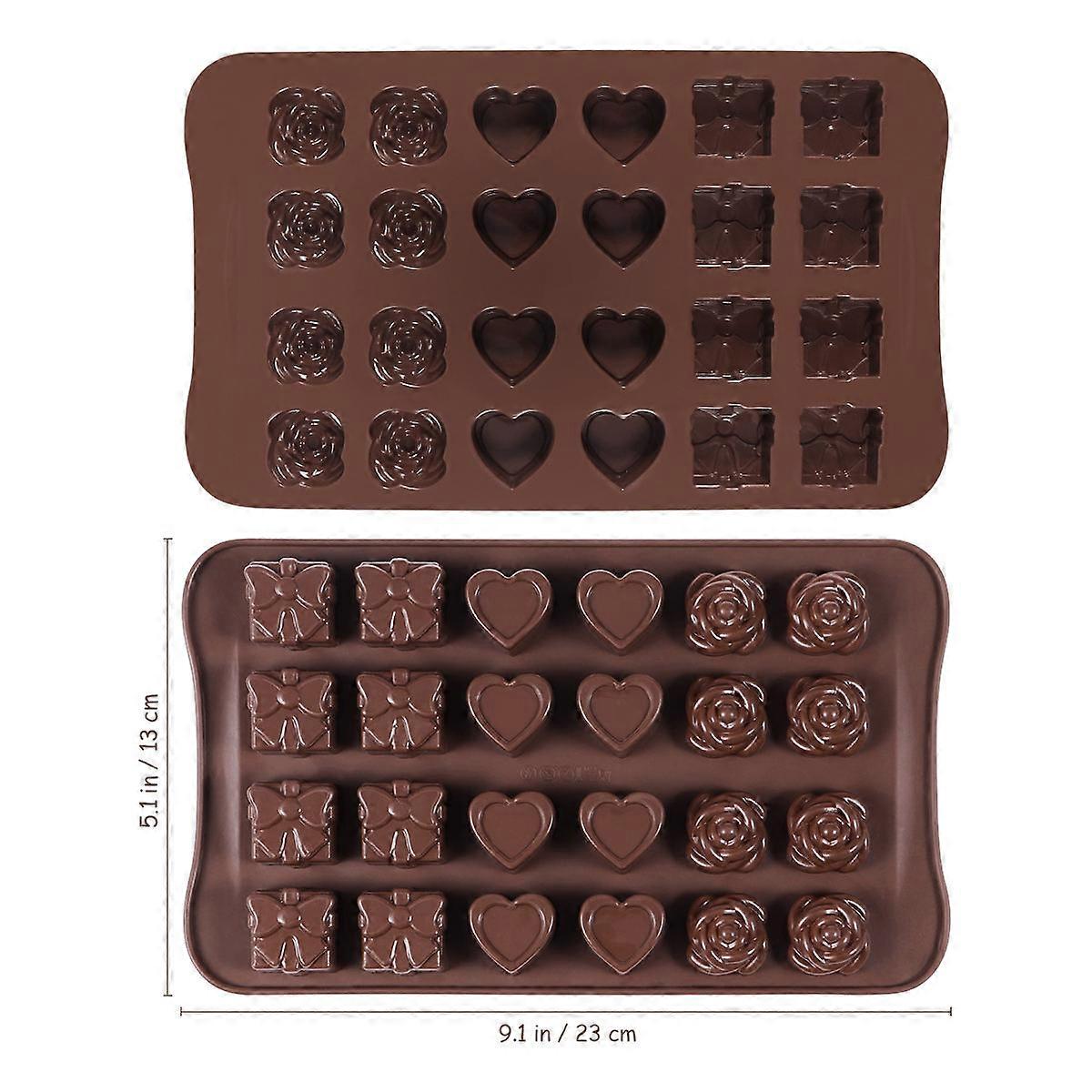Silicone Chocolate Model Ounona Cavity Rose Heart Gift Box Shape Diy Baking For Christmas 1Set