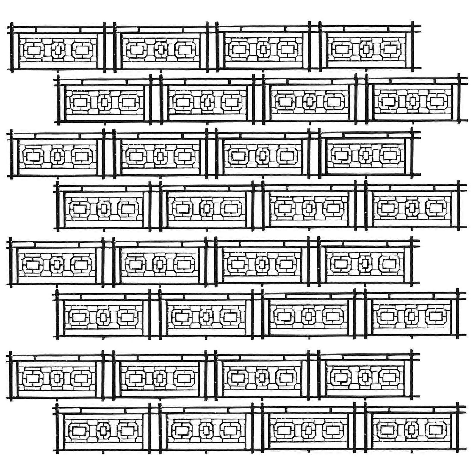 8Pcs Miniature Fence Models For Model Builders Indoor Use Featuring ABS Material In Black Color For Micro Landscape Decor