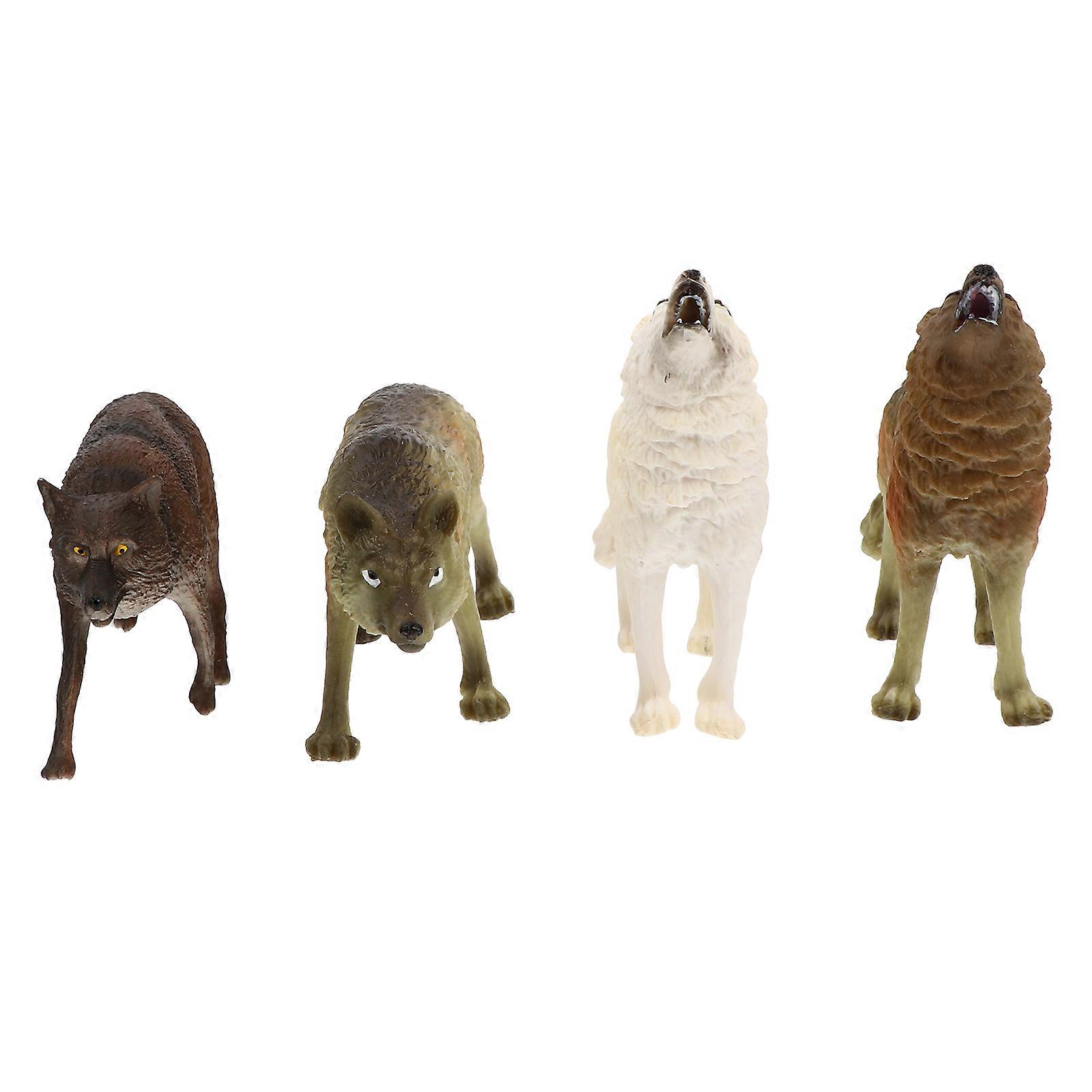 Wild Animal Figurines 4Pcs Realistic Wolf Models Static Wildlife Model For Kids 9X5CM Eco-friendly Material Imaginative Ability Cultivation