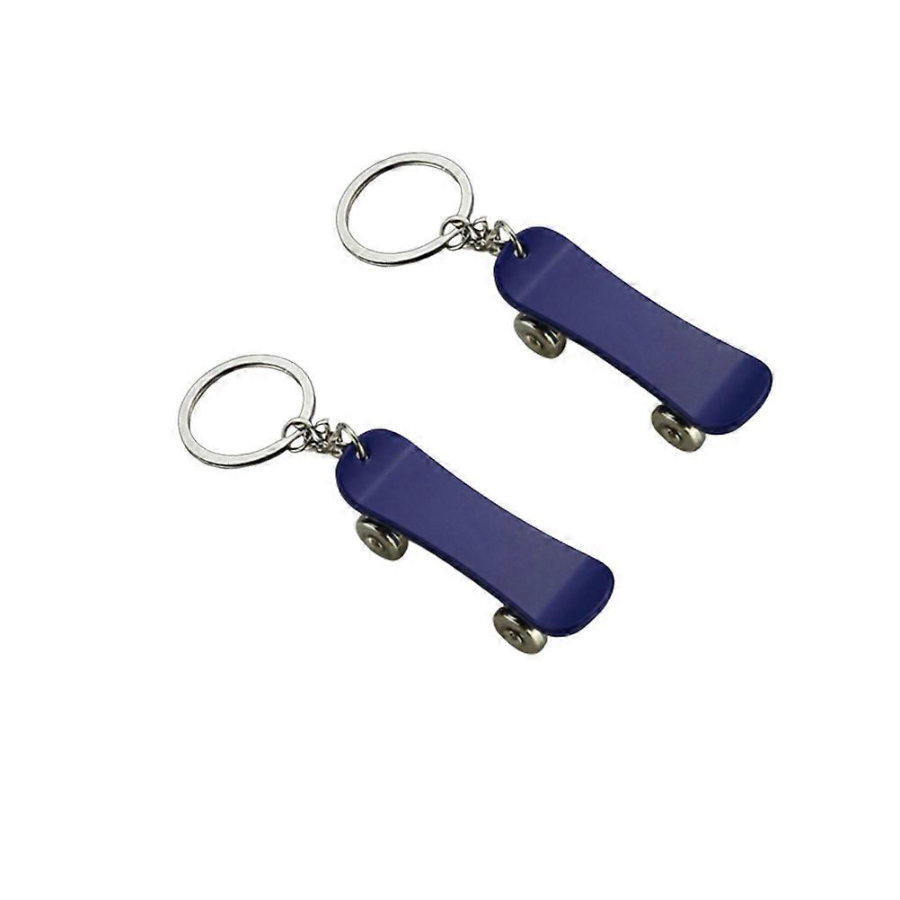 Skateboard Shape Keyring Creative Style Key Decoration For Car Keys Blue Color Easy To Recognize 2Pcs
