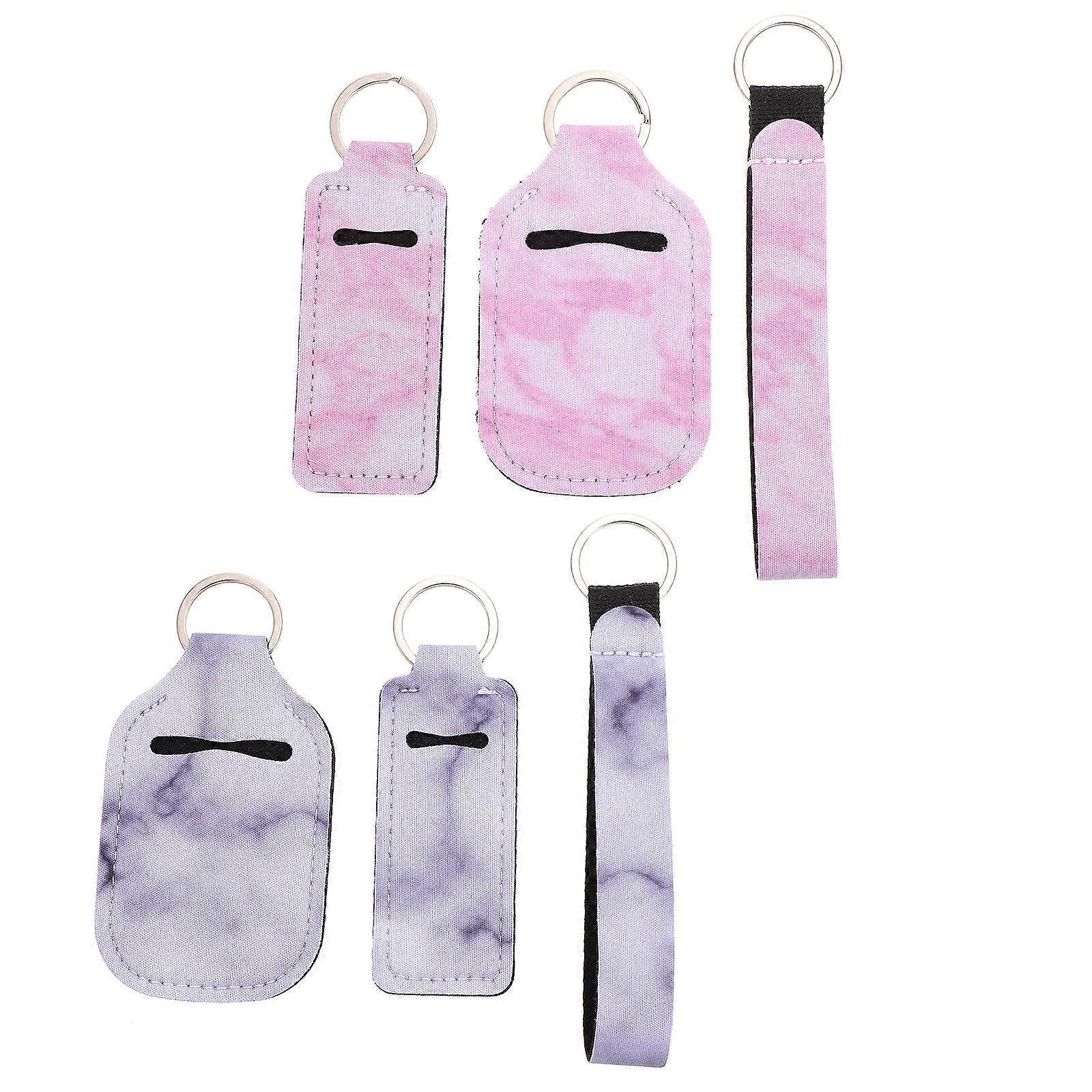 6 Pcs Portable Marbled Neoprene Shells with Keychains Assorted Colors