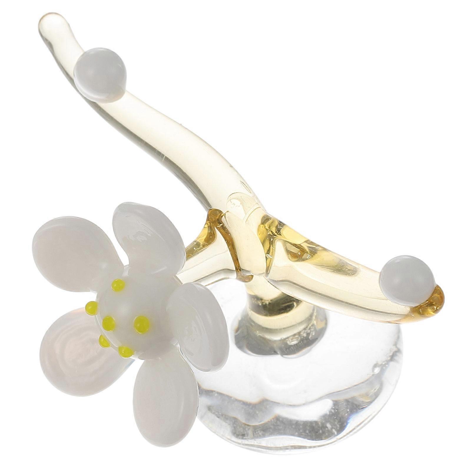 Glass Flower Figurine Photography Prop Multi Color Desktop Display 1Pack
