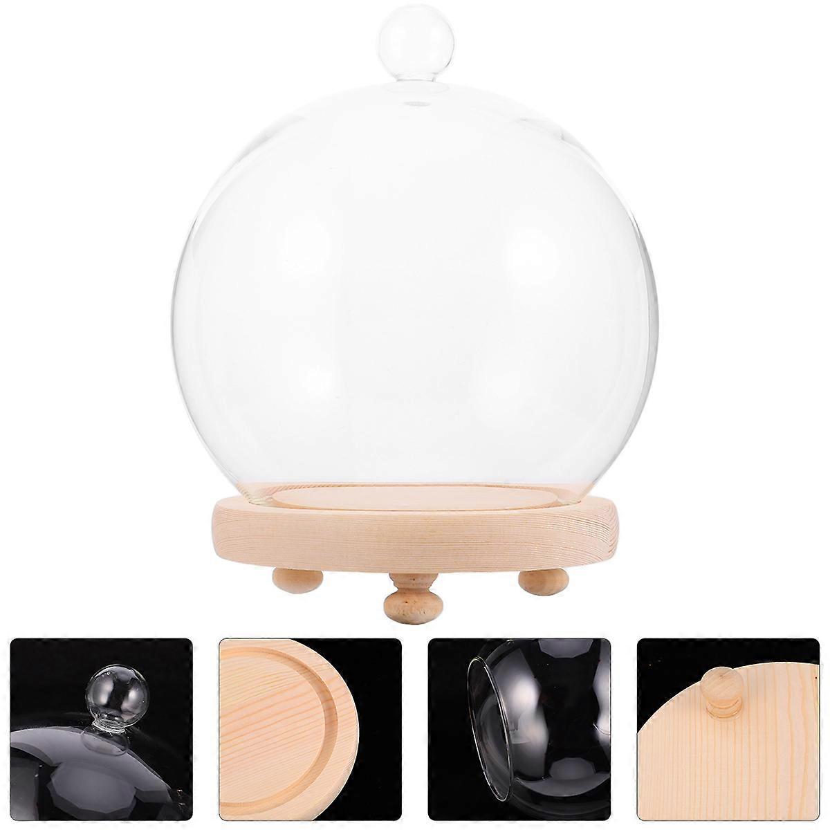 Borosilicate Glass Bell Jar Dome with Base – Transparent Round Cloche Cover for Preserved Flowers, Decorative Displays, Arrangements & Collectibles