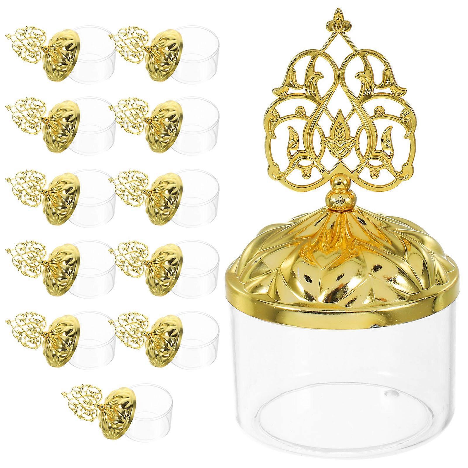 12Pcs Reusable Plastic Candy Boxes Round Container For Christmas Parties And Celebrations With A Delicate Design