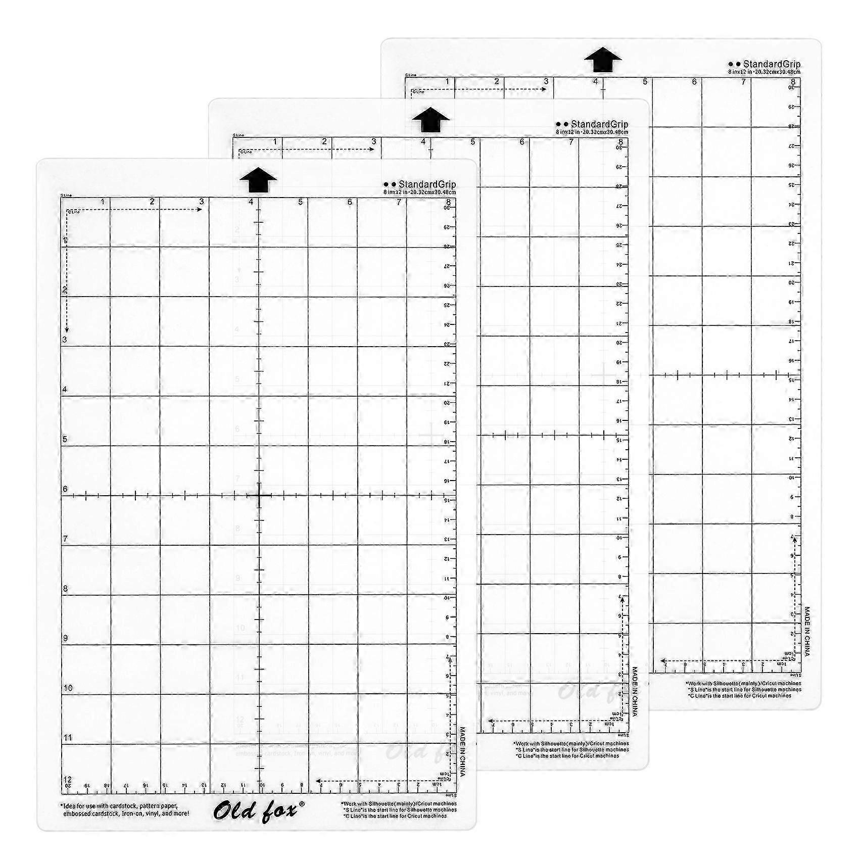 3Pcs Replacement Cutting Mat Adhesive Mat with Measuring Grid 8 By 12-Inch for Silhouette Cameo Expwhite SZRH A-S