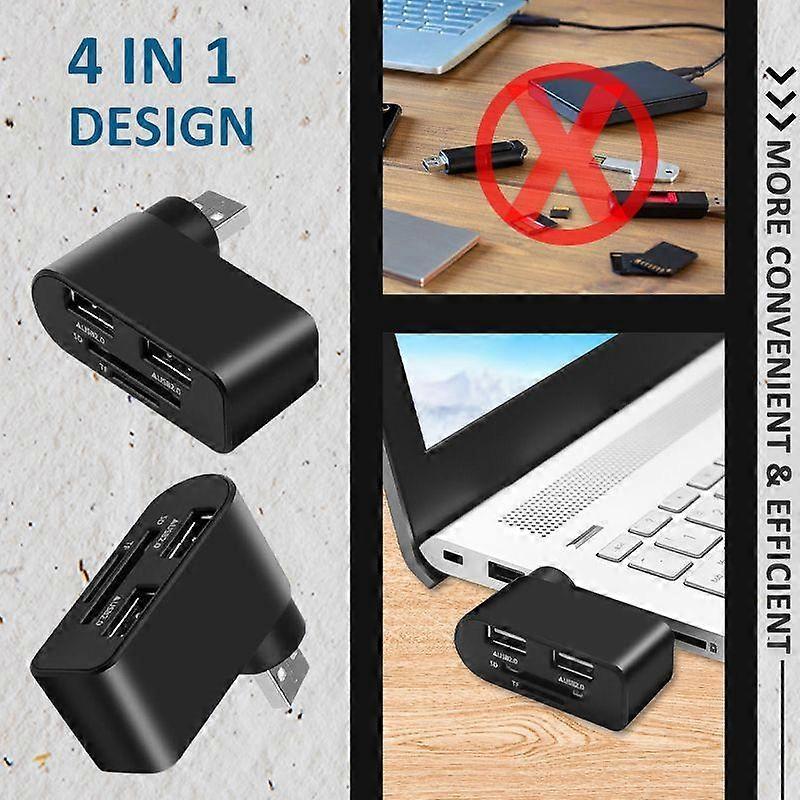 Portable 180 Degree Rotation USB Hub High Speed U Disk Reader Splitter 3 Ports for PC Laptop Mac Mini Accessories