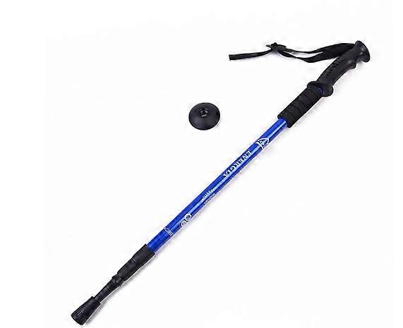 Telescopic Folding Straight Grip Three-Section Trekking Pole, Blue