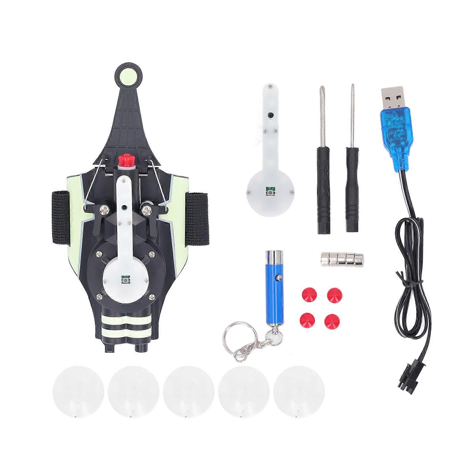 Kids String Launcher Toy Suction Cups Magnet 3 Meters Range Launcher Game Toy with Lighting Pen Black