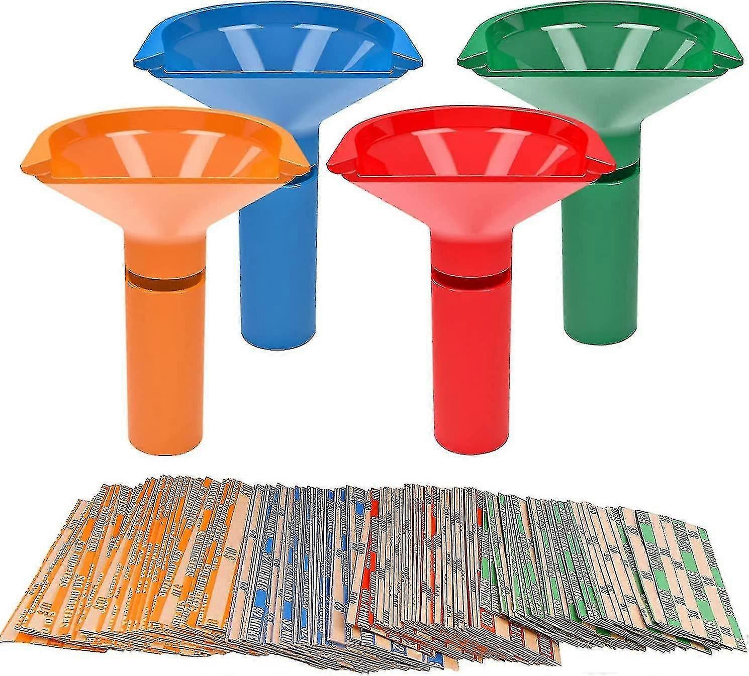 Coin Counters & Coin Sorters Tubes Bundle Of 4 Color-coded Coin Tubes And 100pcs Coin Wrappers