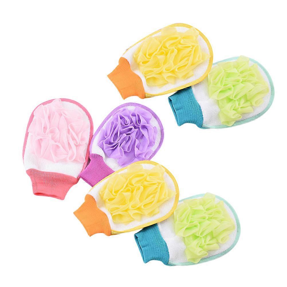 6Pcs Exfoliating Body Scrub Gloves Single Side Design For Bathing Assorted Color Effective Easy To Scrub Hard-to-Reach Areas