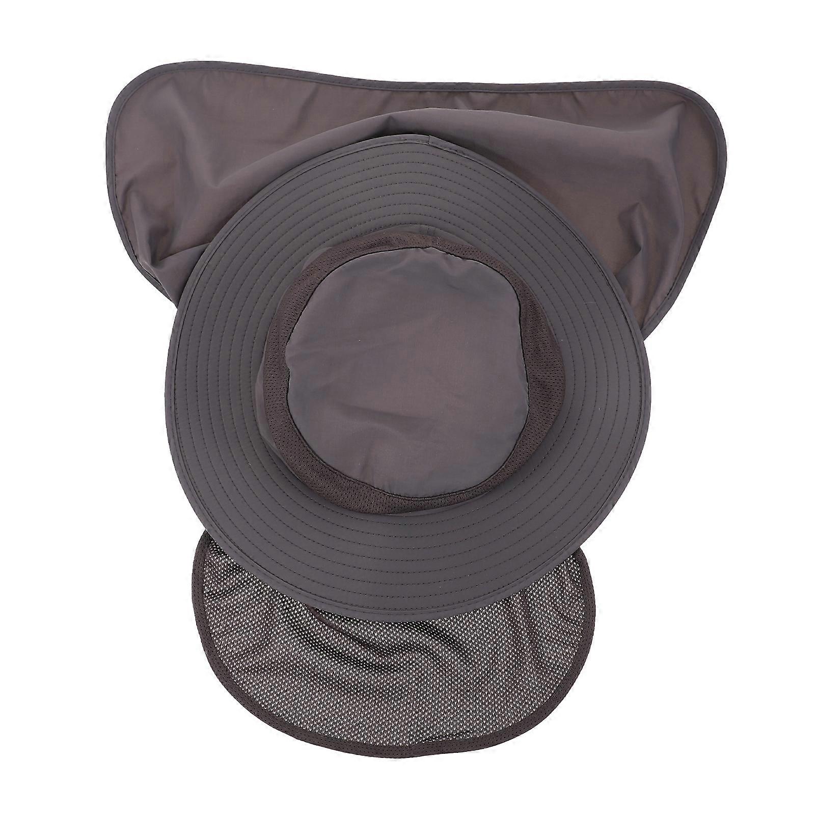 Neck Protector from Sun Bucket Hat Outdoor Activities Dark Grey Nylon Windproof 1Pack