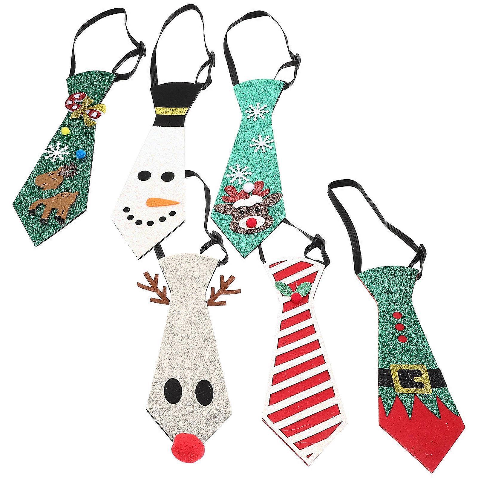 Christmas Themed Design Novelty Tie 6Pcs Assorted Color Perfect For Festive Events