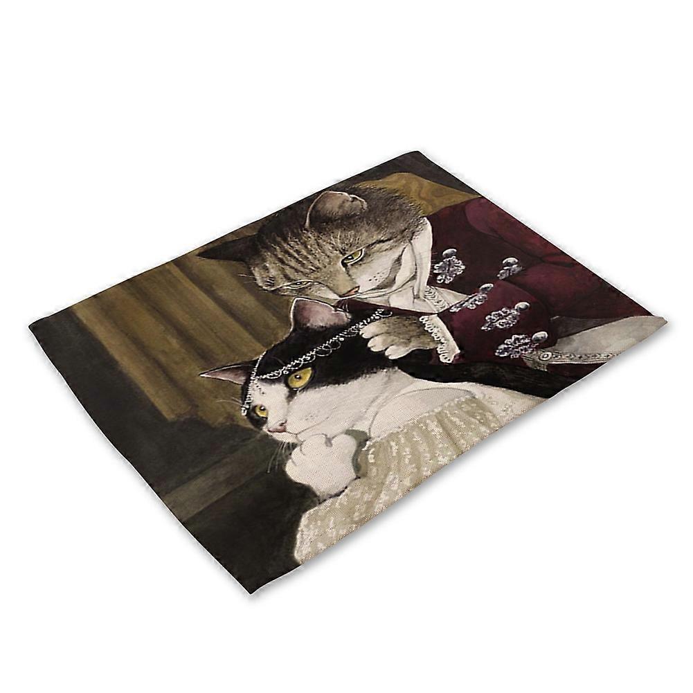 Beautiful Cartoon Cat Print Pattern Heat Insulation Placemat Tableware Table Mat (MA0021-12)