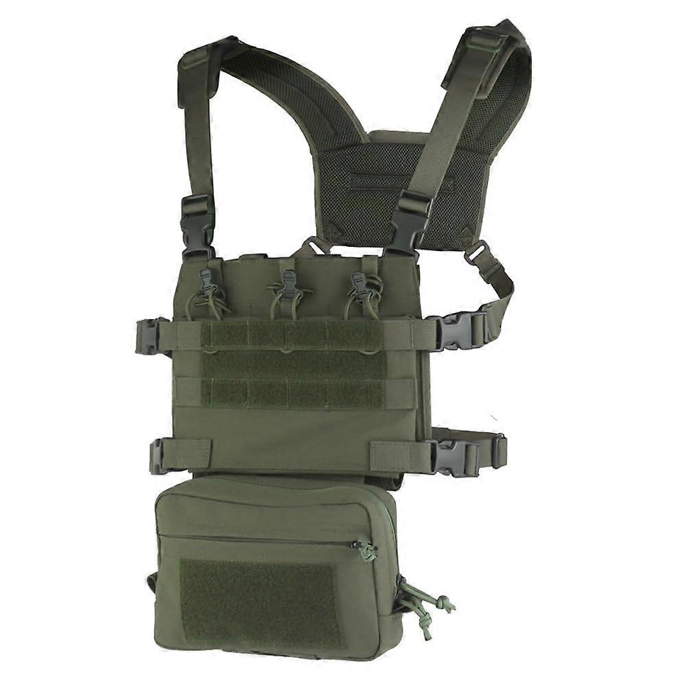 Tactical Chest Rig, R Airsoft Vest 5.56 7.62 Magazine Pouch 6 Mag Stored OD Green