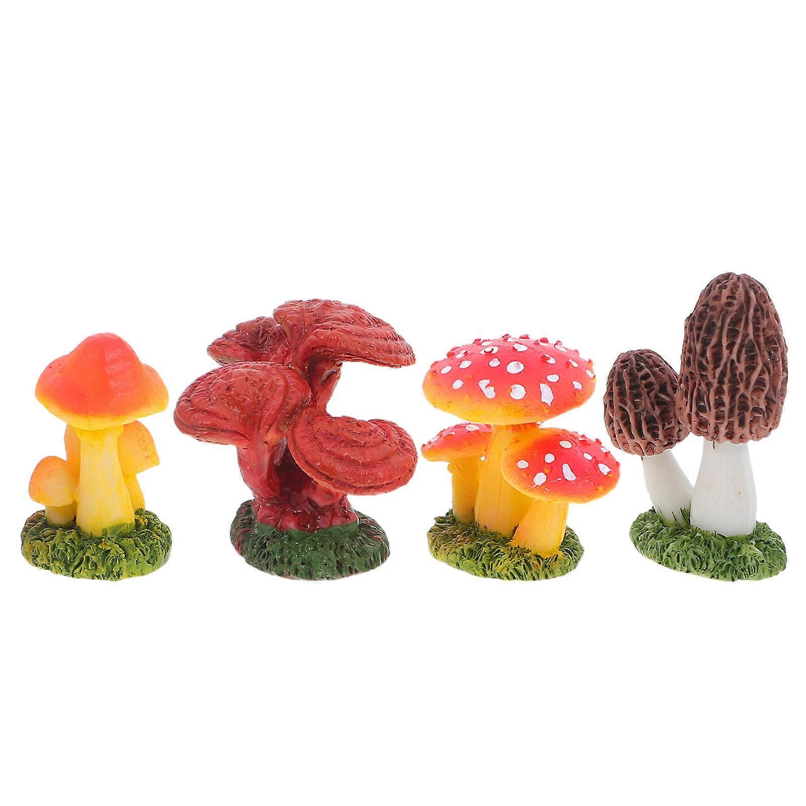 Charming Fake Mushroom Models 4Pcs for Enhancing Fairy Gardens Bonsai Arrangements and Aquariums with Assorted Colors in Resin Material