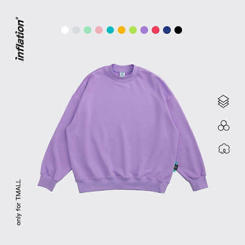 Jiezhan Men's Clothing Makes A Retro Comeback: 330G Loose, Bright Color Solid Round-Neck Sweatshirts For Small, Medium And Large Sizes For Men