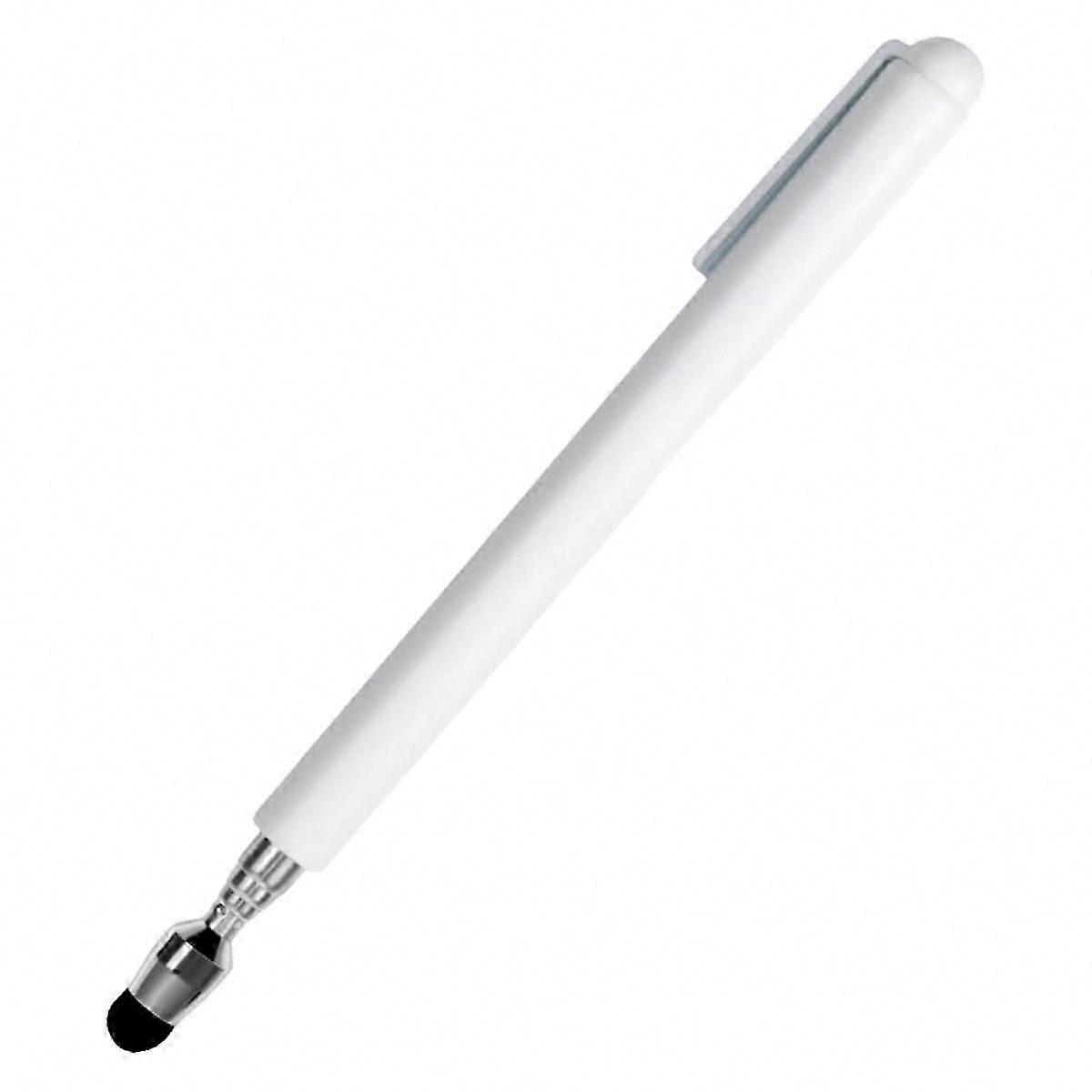 Universal Telescopic Stylus Pen for Touch Screens, Retractable Pointer Stick with Flocking Tip (White)