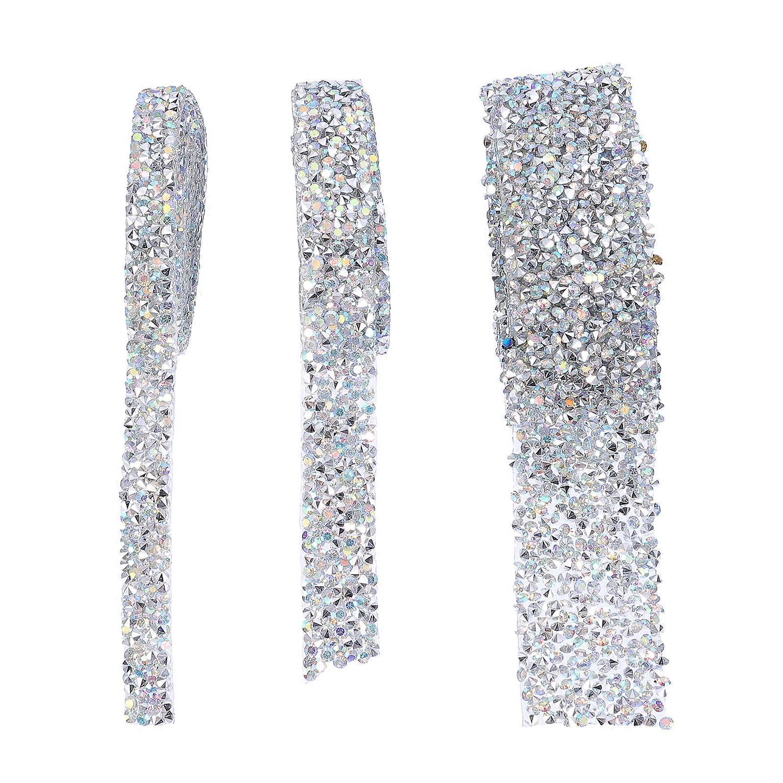 Ruban de diamant adhésif décoratif pour vêtements Résine plastique avec colle thermofusible 3rouleaux