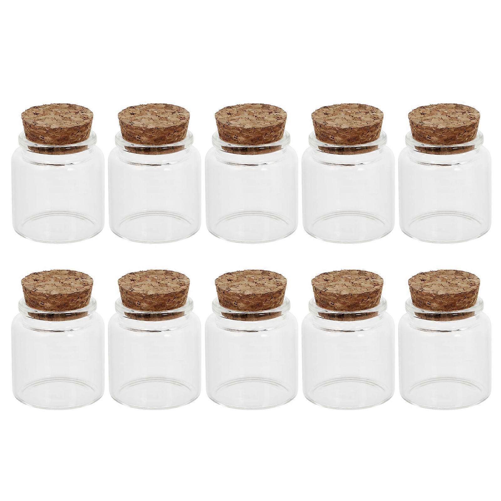 Glass Storage Bottles Smooth Glass Bottles Cylindrical for Family Use Assorted Color Wood and Glass Material Reusable 10Pcs