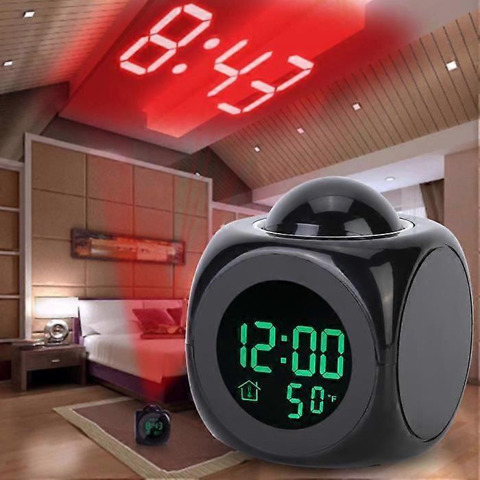 Multifunction LCD Electronic Clock Digital Projection Alarm Clock with Temperature Display Linen Clock