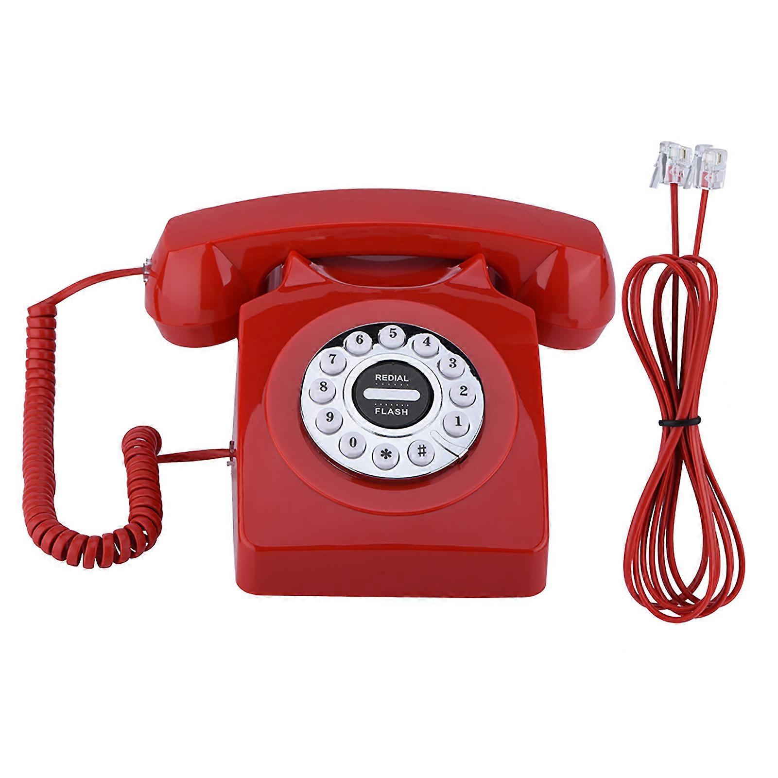 Retro Vintage Antique Telephone Red Clear Sound Button Dial 23.5x16x15cm