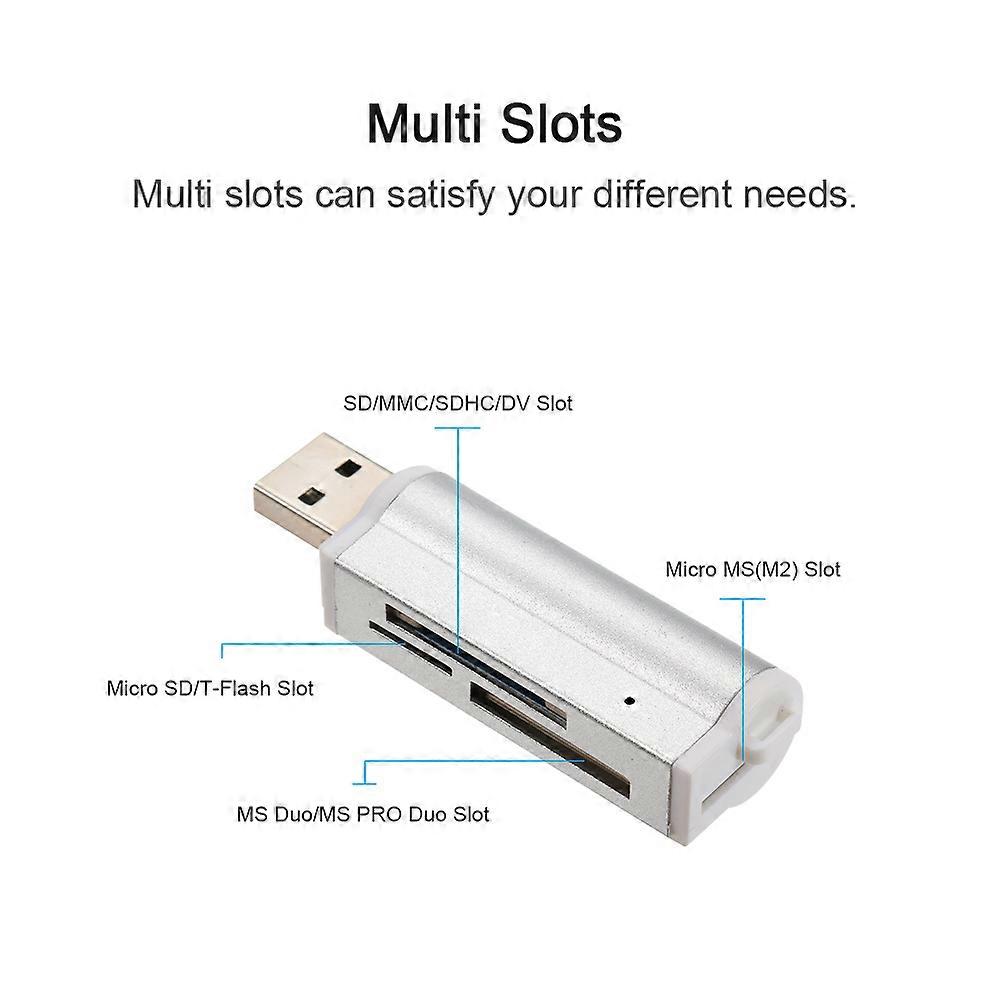 All in One Card Reader USB 2.0 Mini Portable For SD/SD/TF/MS Duo/ MS(M2)/Ms Pro Duo