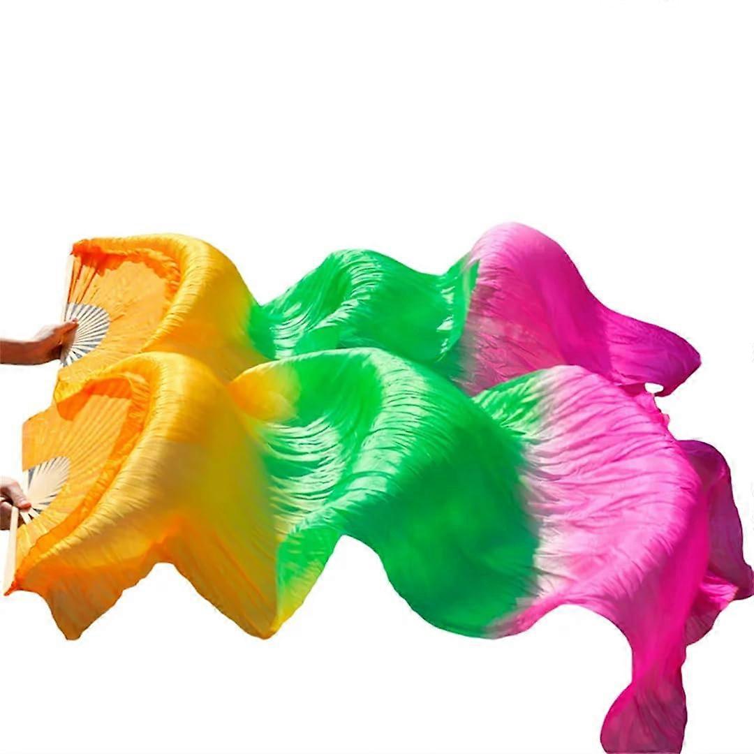 Silky Belly Dance Fan Dance Rayon Veils Dancing Long Folding Fans 1pc Left Hand1pc Right Hand Fs82 180x90cm Real Silk