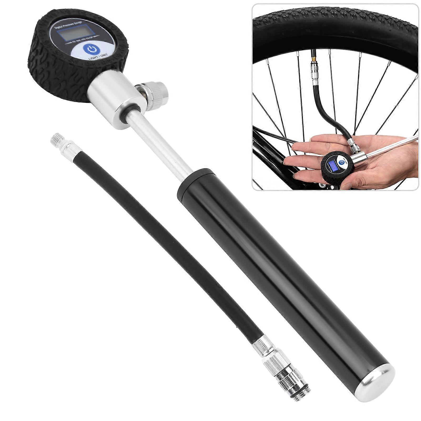 Portable Bike Air Pump 120PSI LCD Digital Display Black 20cm