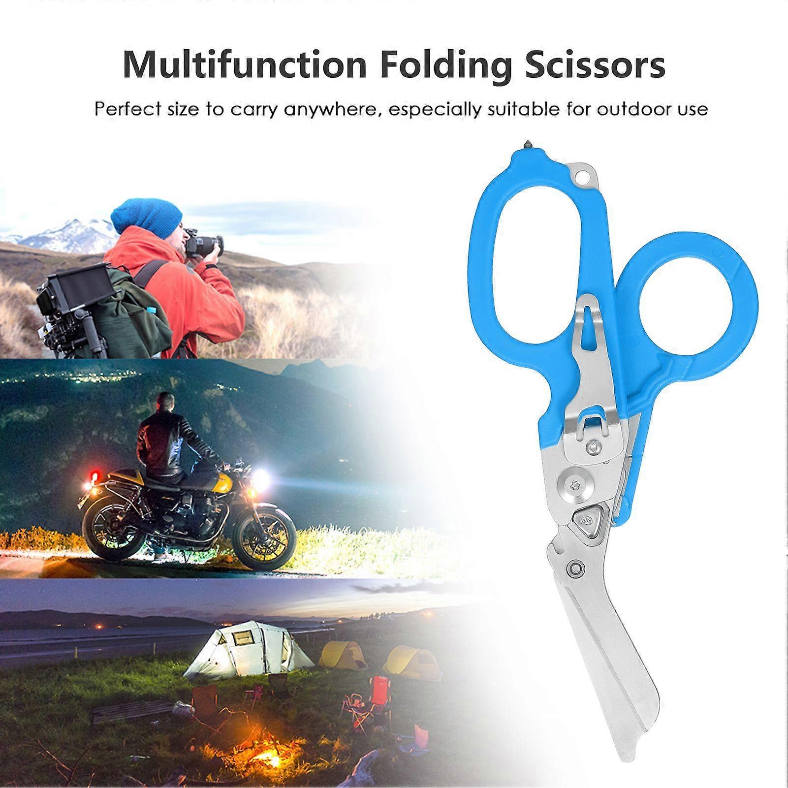 Multitool Scissors Folding 6 in 1 Multifunction Scissors Emergency Response Shears Outdoor Survival Home Repair Carbide Glass Breaker Oxygen Tank Wren