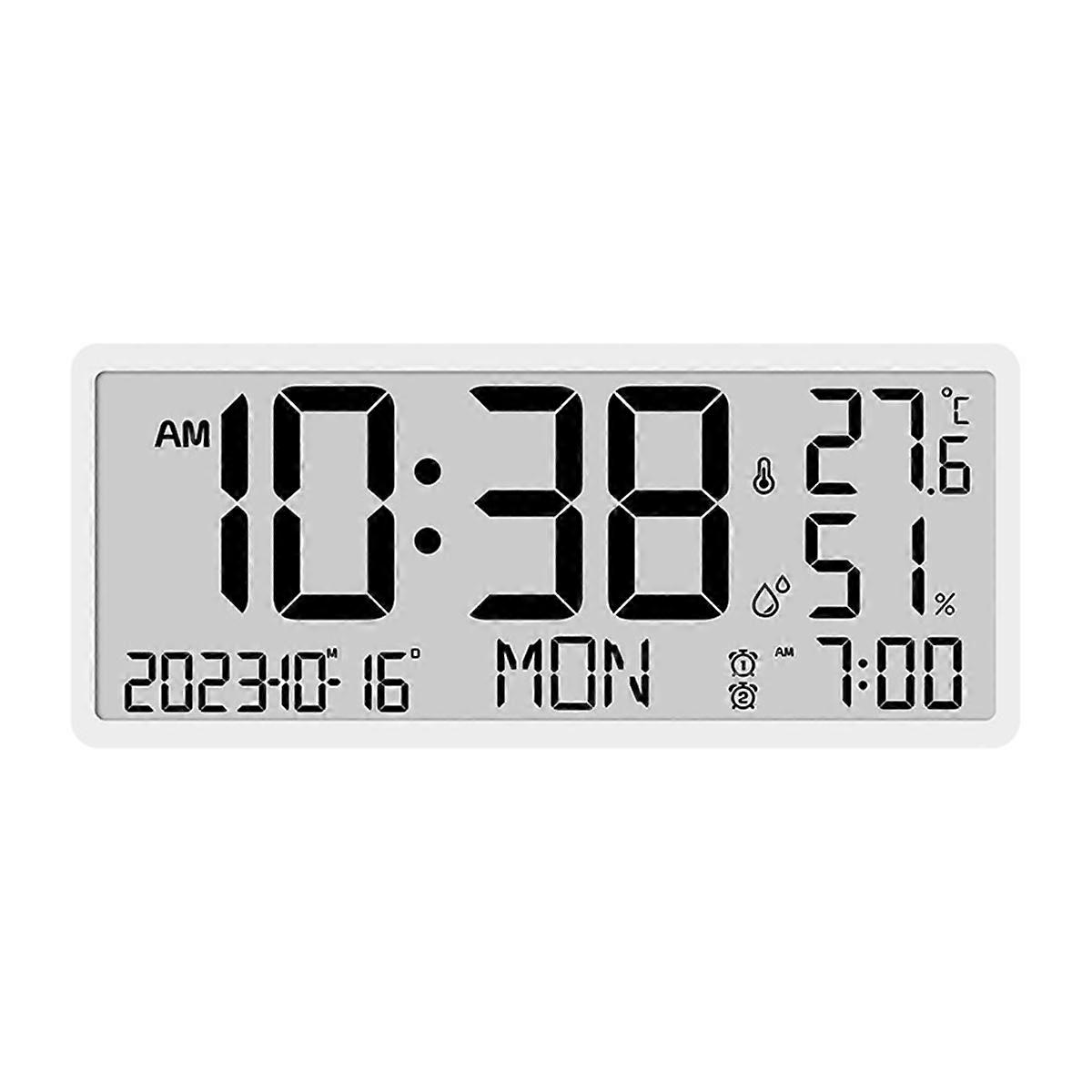 Battery Powered LCD Digital Electronic Awaken Clock Temperature Humidity Date Time Display Desktop &