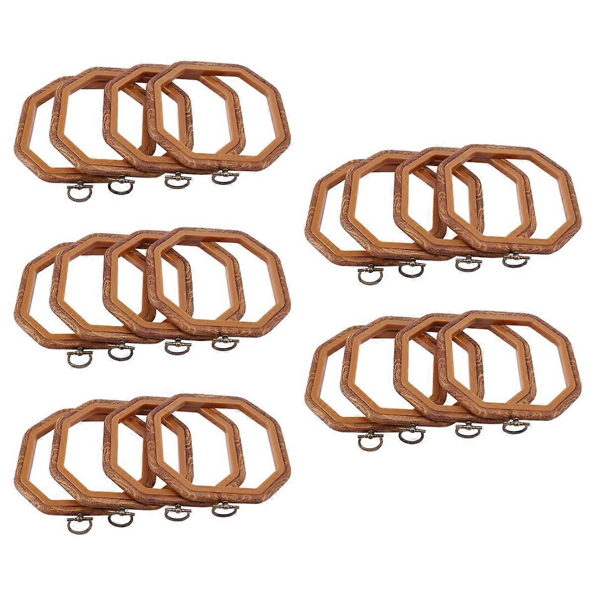 20PCS Octagon Embroidery Hoops Imitated Wood Hoop Set Display Frame for Art Craft Handy Sewing and H