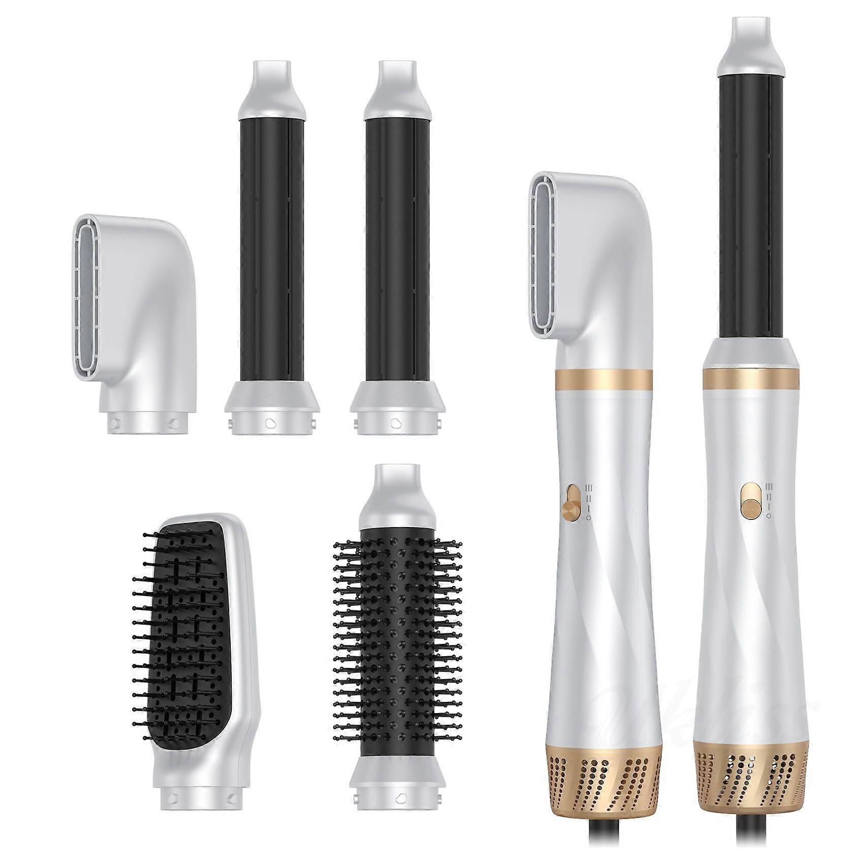 Sèche-cheveux multifonctionnel 5 en 1 et fer à friser, peigne coiffant à réduction de bruit avec brosse à air chaud, moteur 220V AC, air froid / chaud réglable