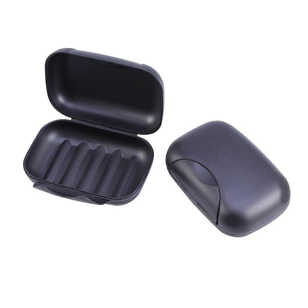 Creative Portable Soap Dish Box Soap Holder Container Traveling Sealed Soap Case Size L (Black)