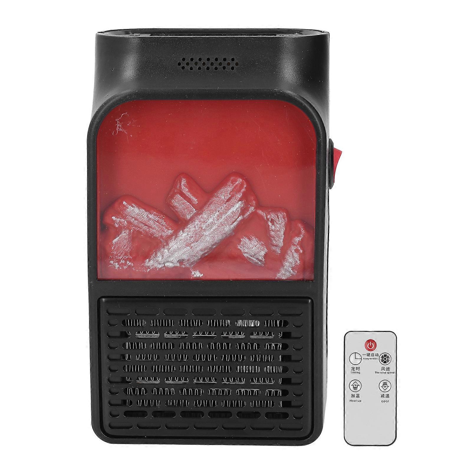 Plug in Space Mini Simulated LED Flame Electric Heater with Remote Control for Indoor Office Bedroom
