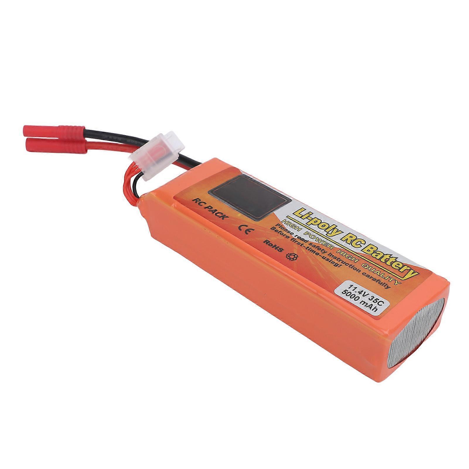RC 11.4V 5000mAh 3S 35C LiPo Battery with Banana 4.0 Plug