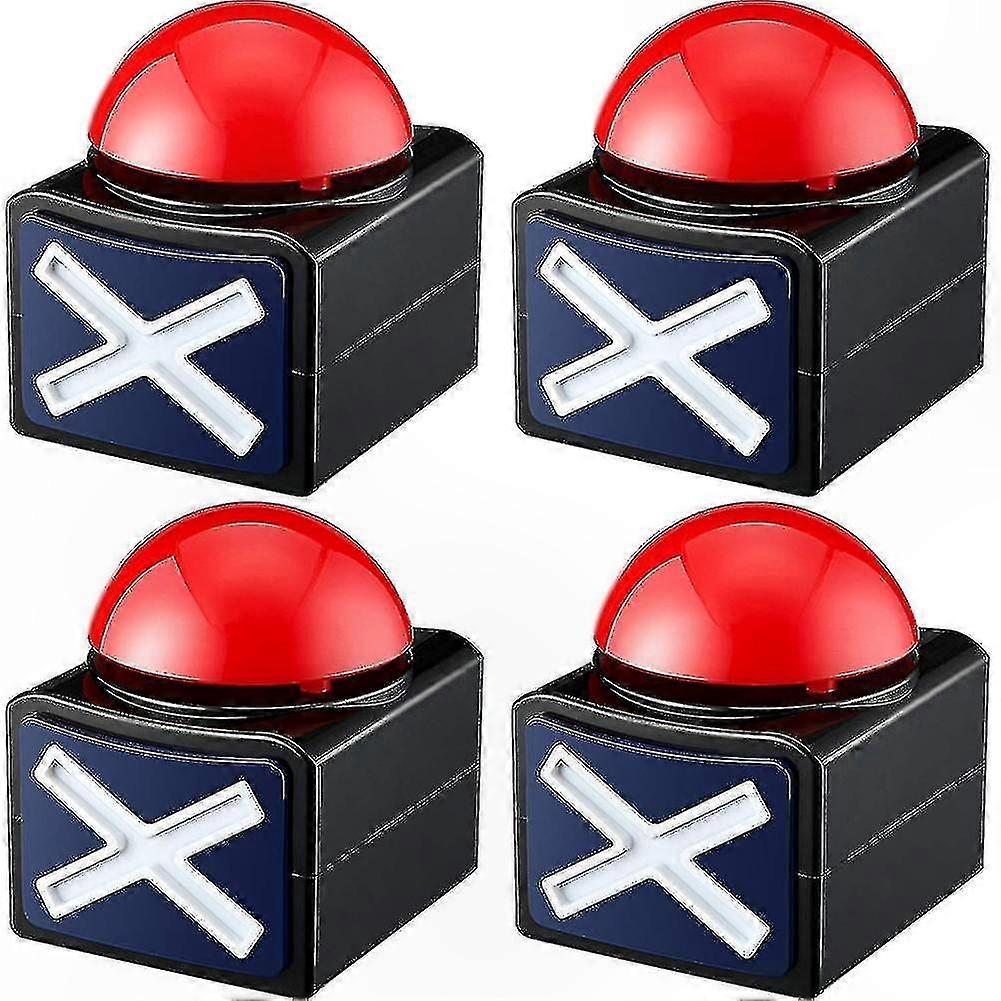 4-Pack Interactive Quiz Buzzer with LED Lights and  o Alerts for Game Night Fun