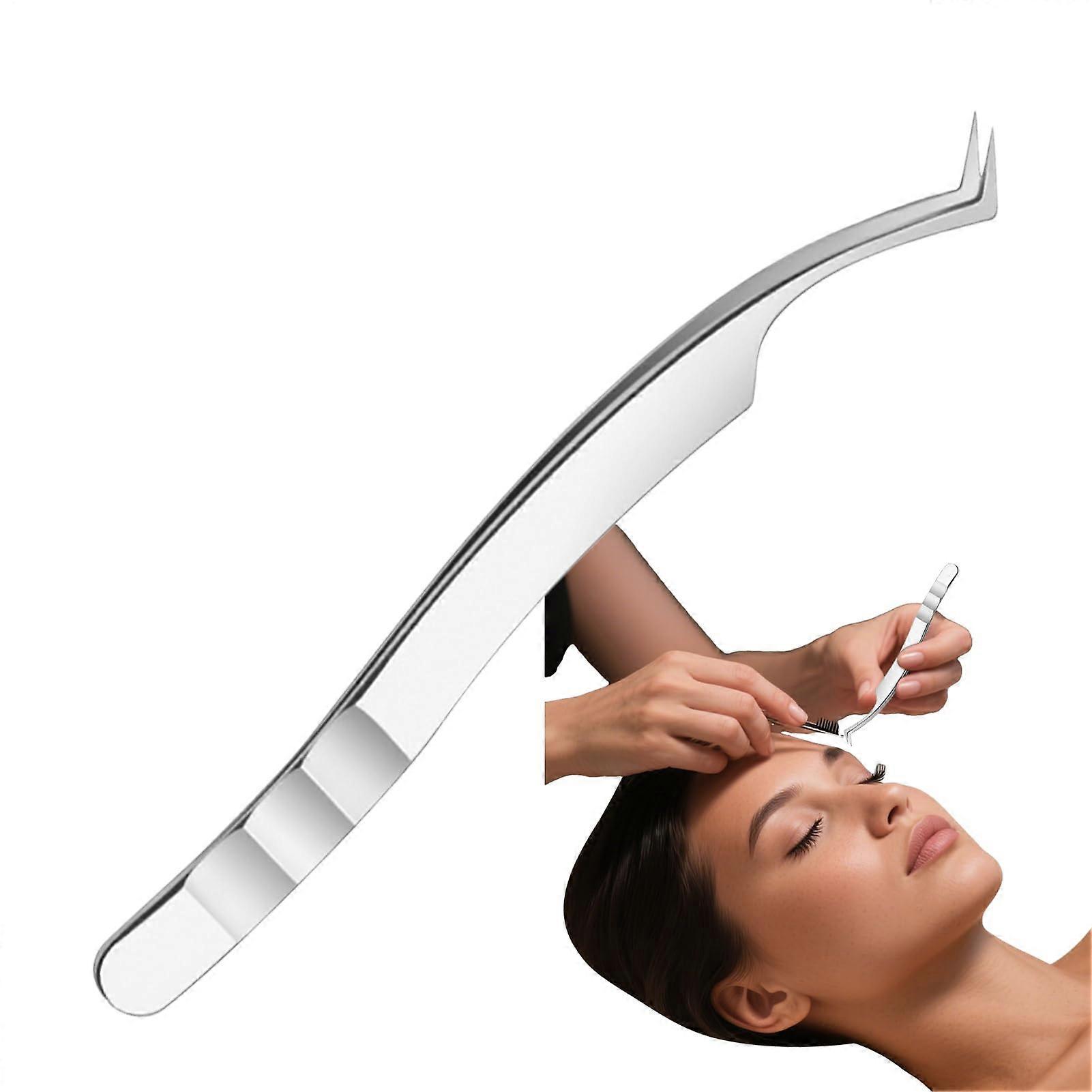Eyelash Tweezers Curved Precision Tool Stainless Steel 4.96x0.39 Inches Fine Tip Grafting Design Lightweight For Salon