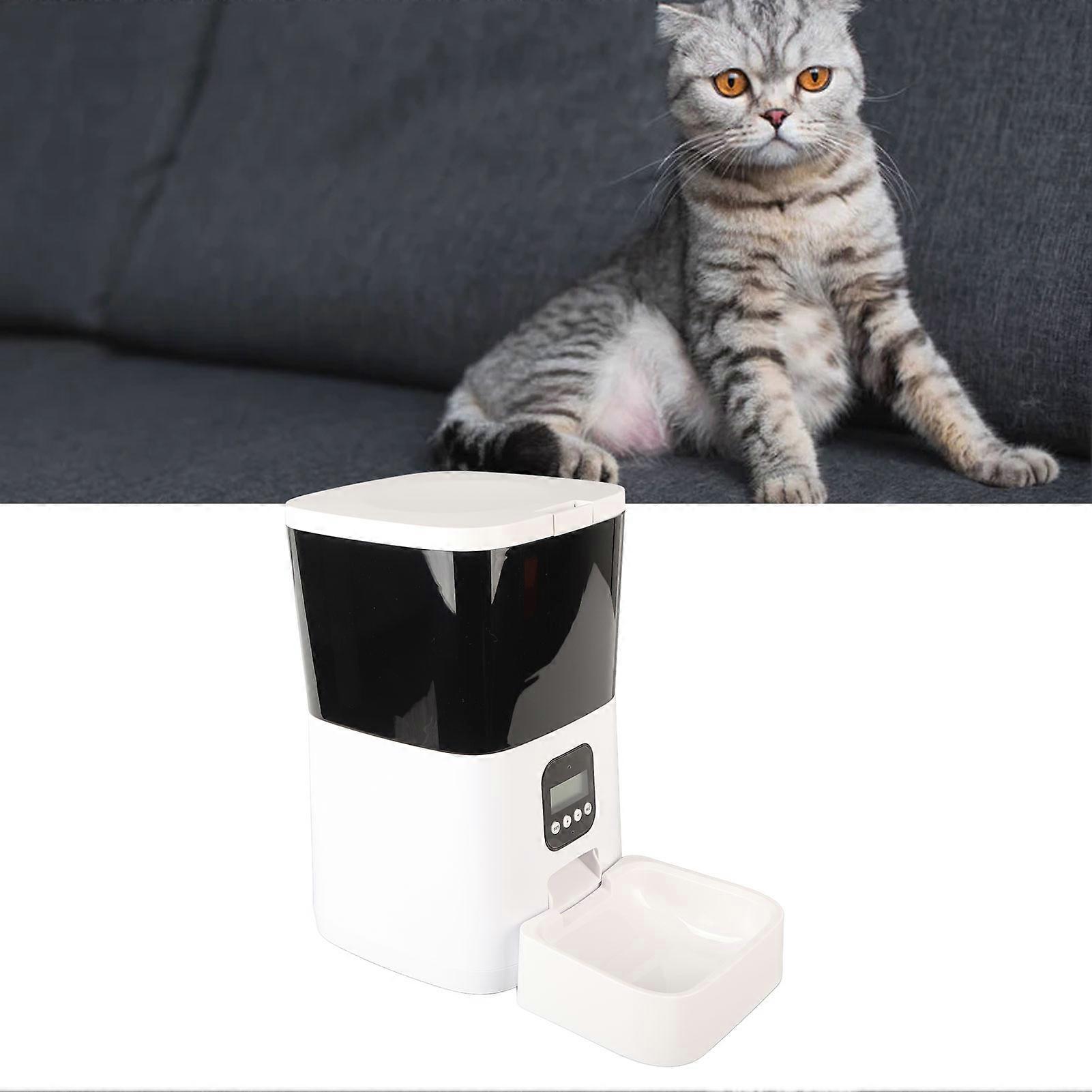 Automatisk 7L Smart Pet Feeder Röststyrning Torrfoder Dispenser Vit