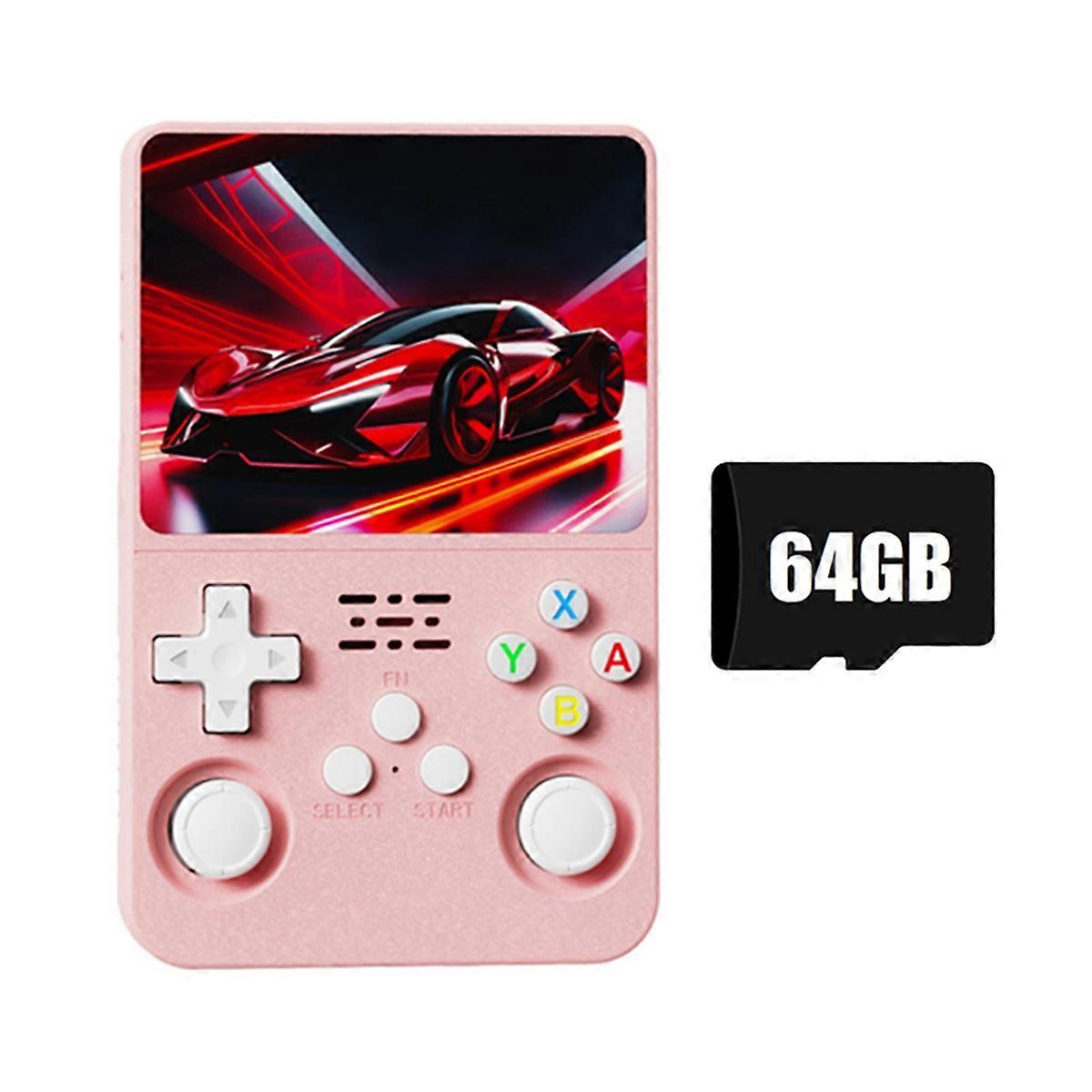 K36S R36S Retro Game Console 64GB 3.5 Inch IPS Screen Linux WIFI Portable Pocket Game Player for Kids Gift Pink